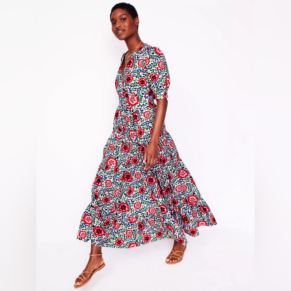 Boden Bella Puff Sleeve Maxi Dress
Multi, Foliage Scatter- NWT Sz 6R - Picture 3 of 7